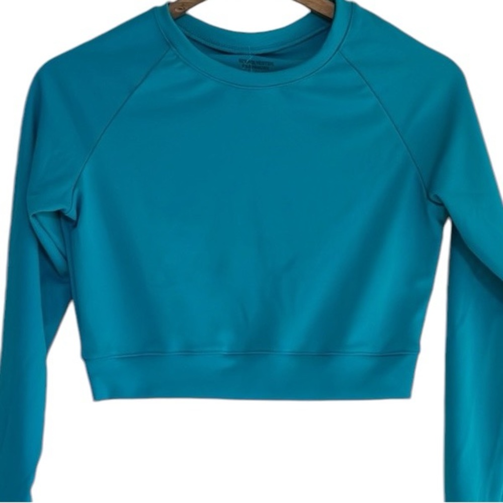 Lydaa Turquoise Cropped along Sleeve Athletic Sports Top Size L/XL NEW